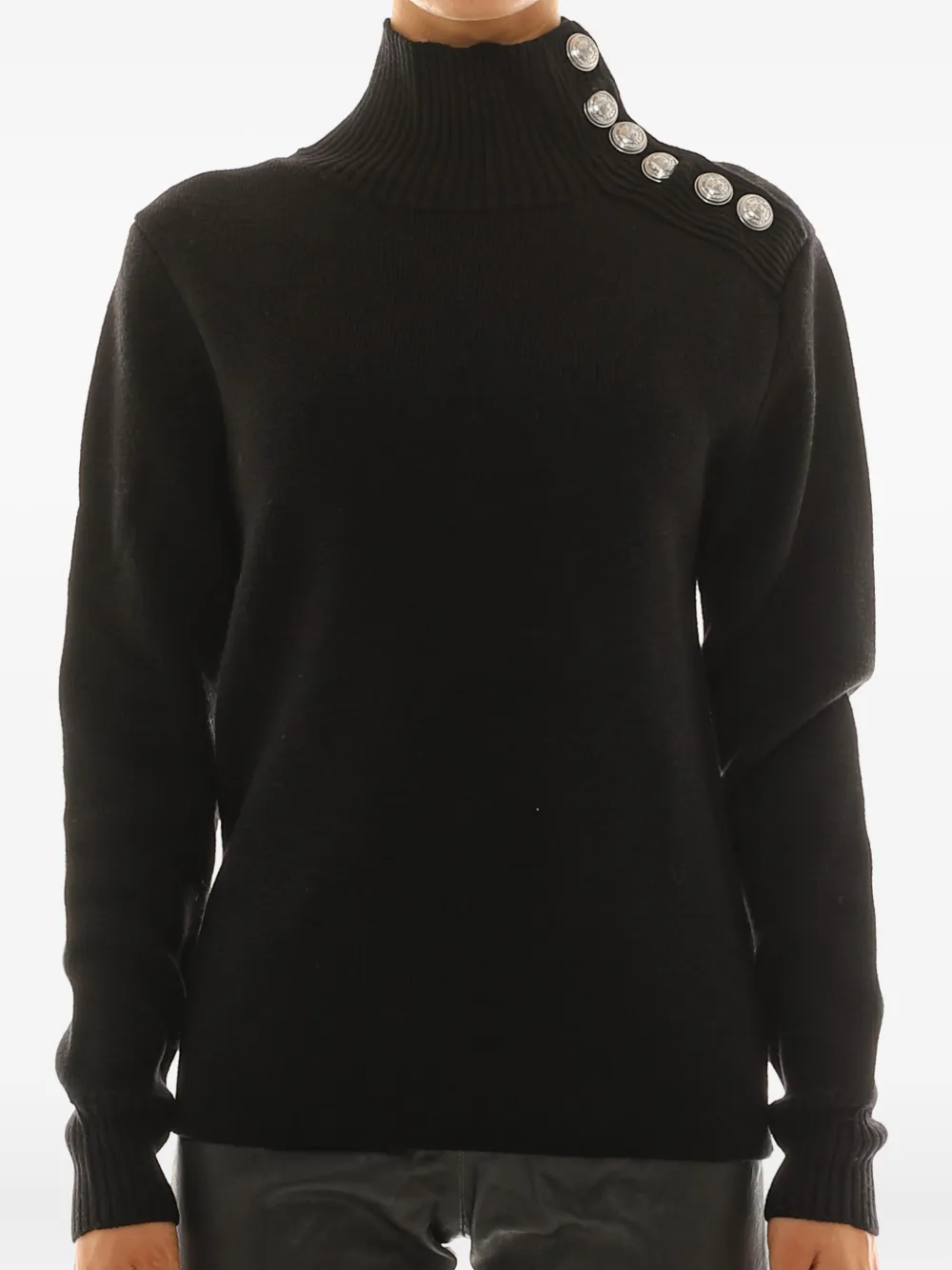 RABANNE BUTTON-DETAIL TURTLENECK SWEATER