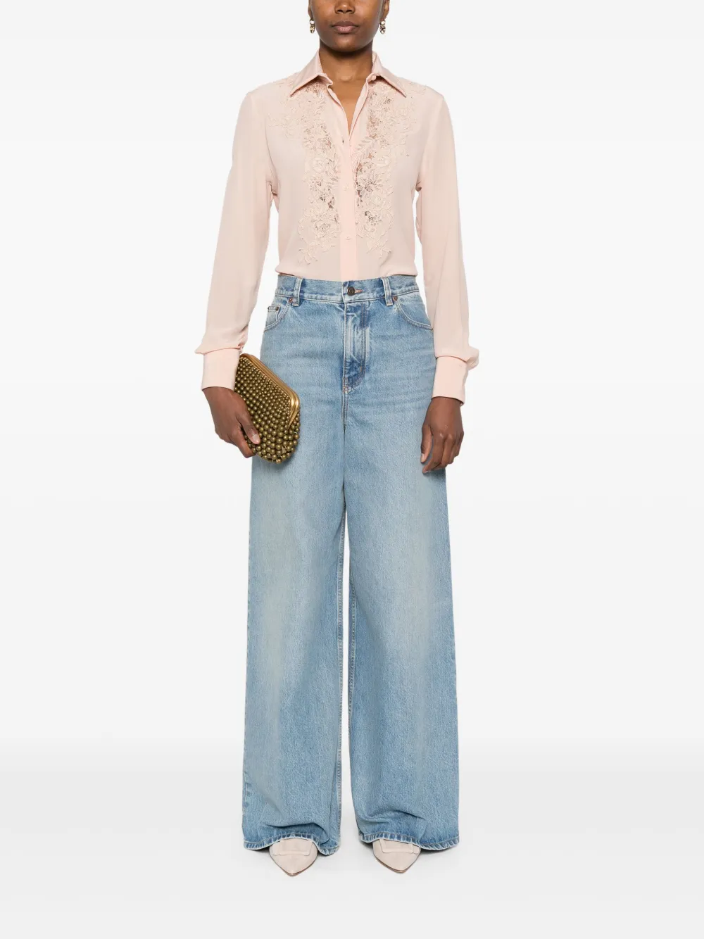 Ermanno Scervino lace-panel shirt - Roze
