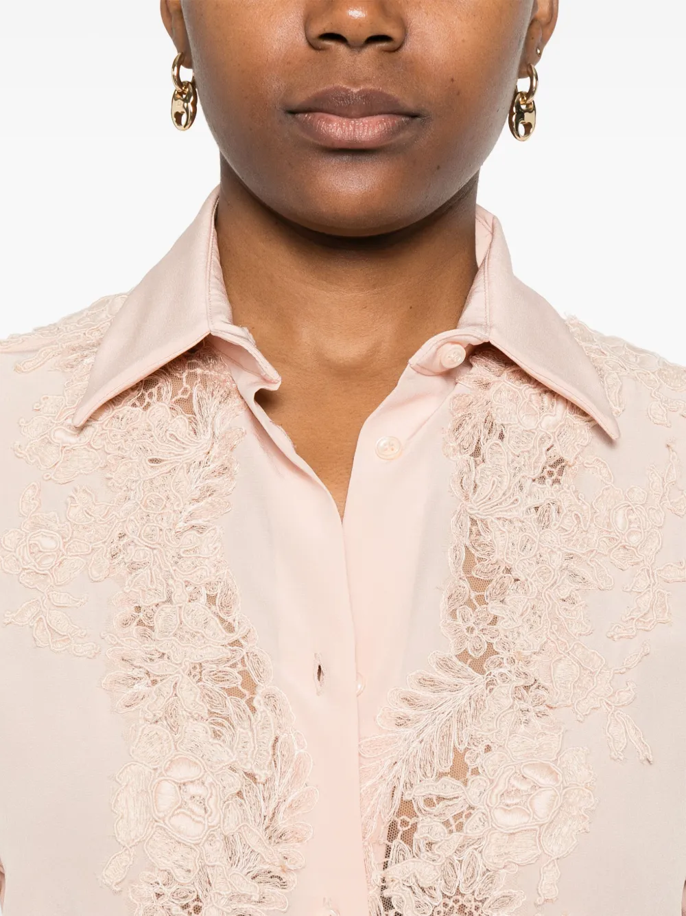 Ermanno Scervino Blouse met kanten vak Roze