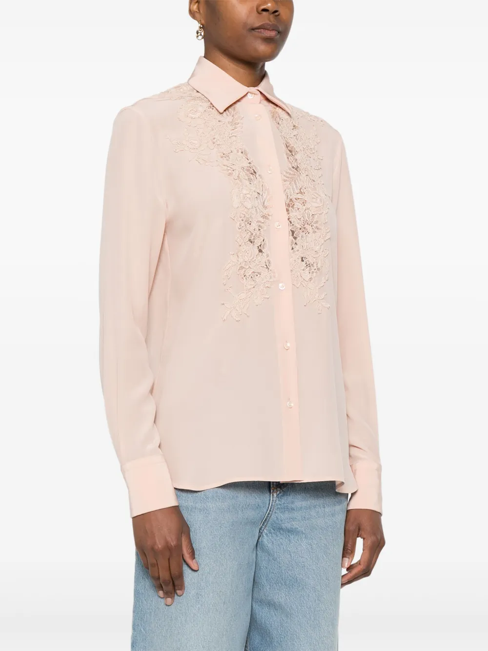 Ermanno Scervino Blouse met kanten vak Roze