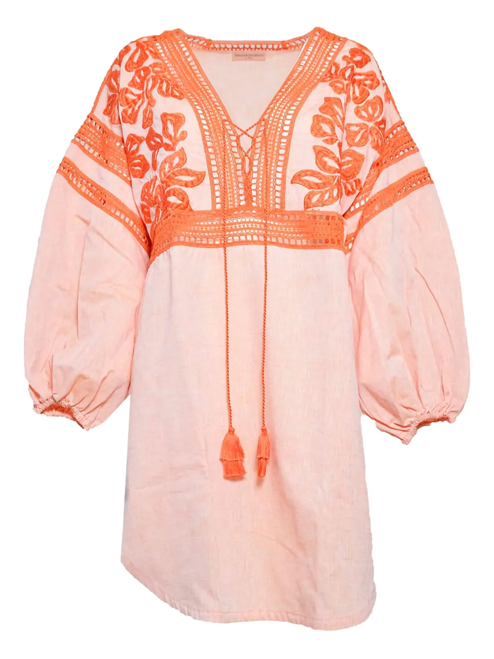Ermanno Scervino floral-embroidered mini dress - オレンジ Ermanno Scervino floral-embroidered mini dress - オレンジ