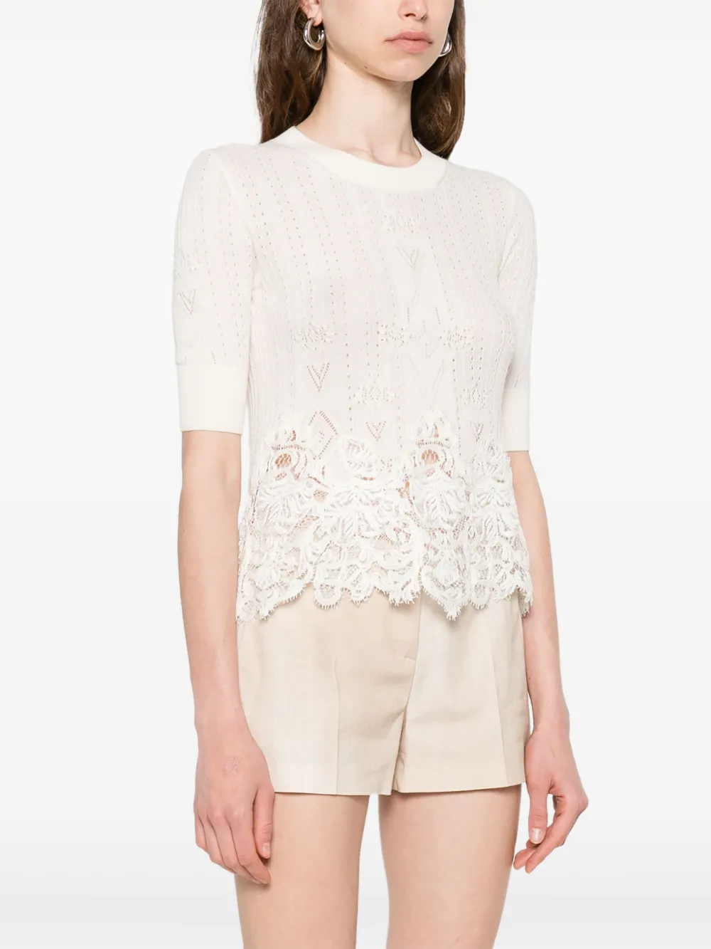 Ermanno Scervino Shirt met kanten detail Wit