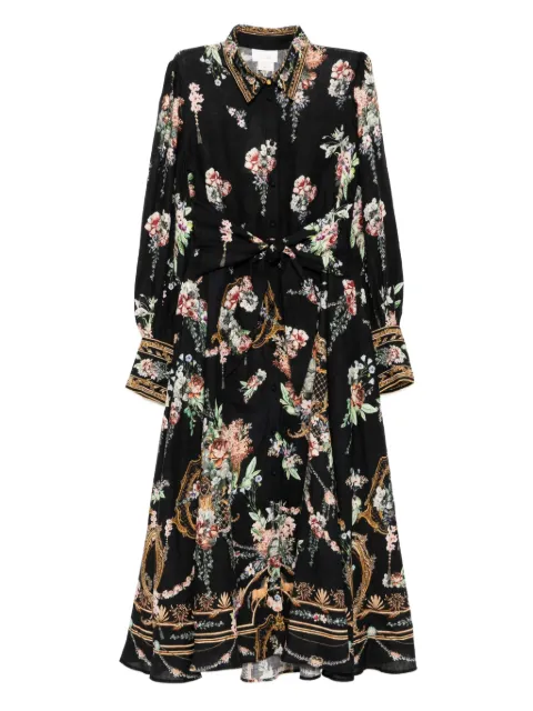 Camilla floral-print linen dress