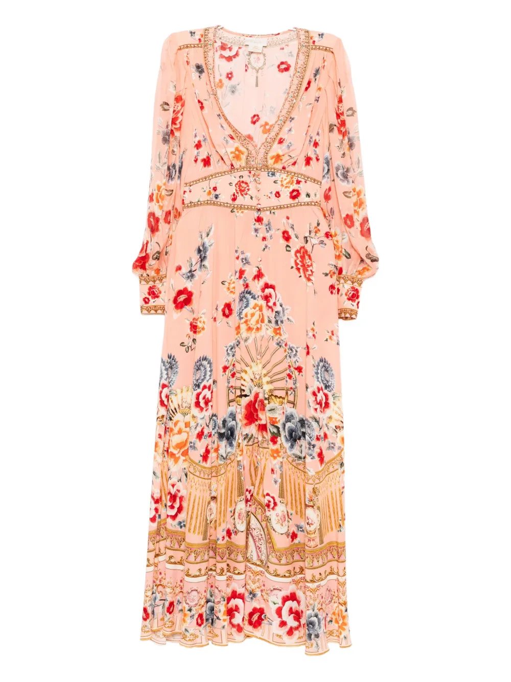 Camilla floral-print silk dress - Rosa