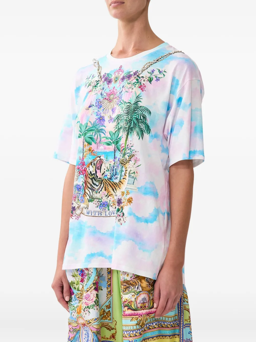 Camilla T-shirt met grafische print Roze