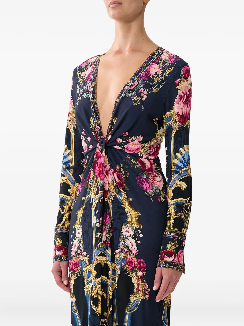 Camilla Maxi-jurk met V-hals Blauw