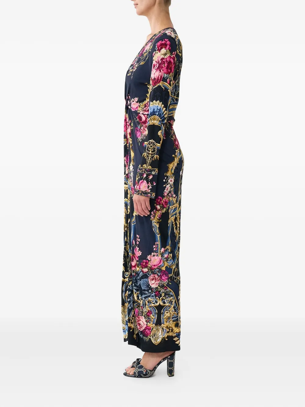 Camilla Maxi-jurk met V-hals Blauw