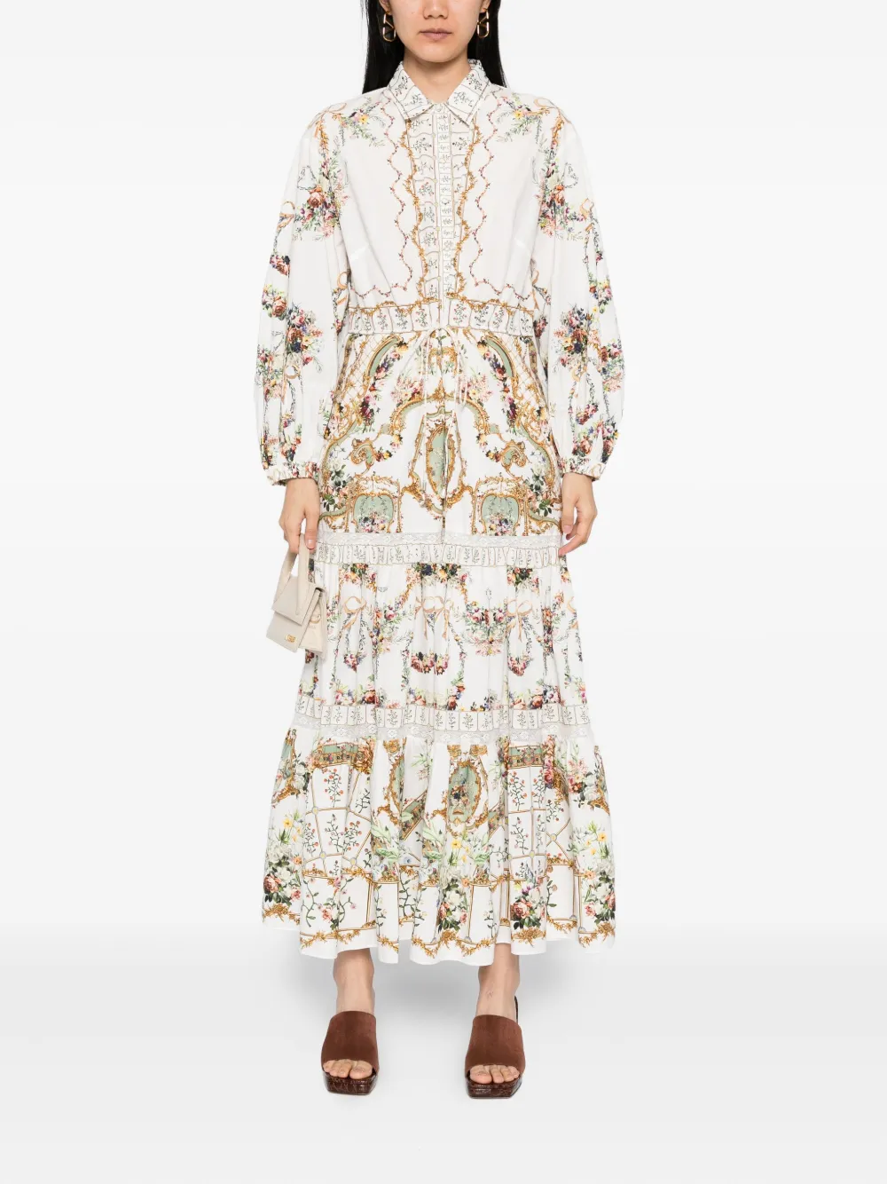 Camilla floral-print shirt dress Wit