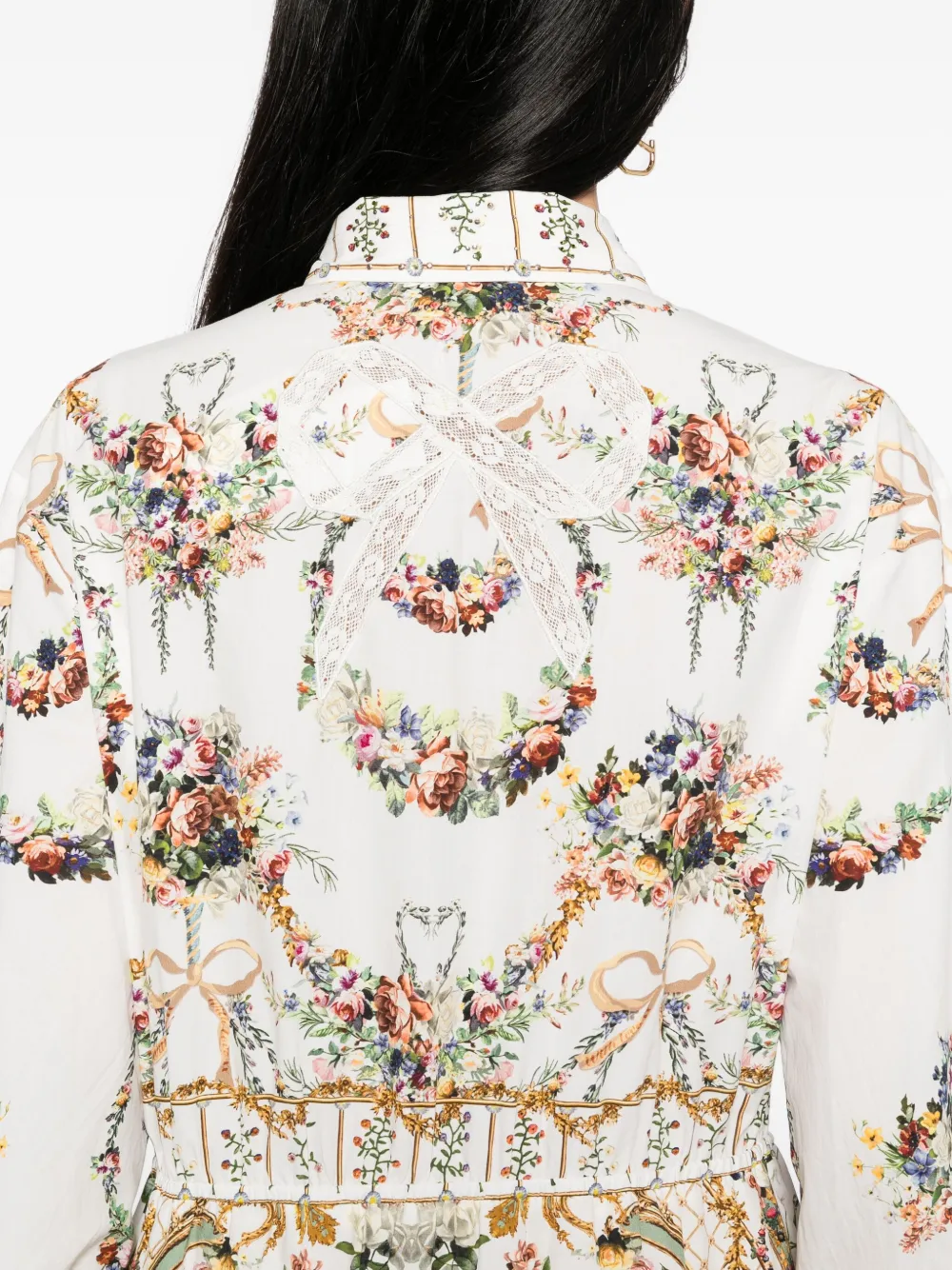 Camilla floral-print shirt dress Wit