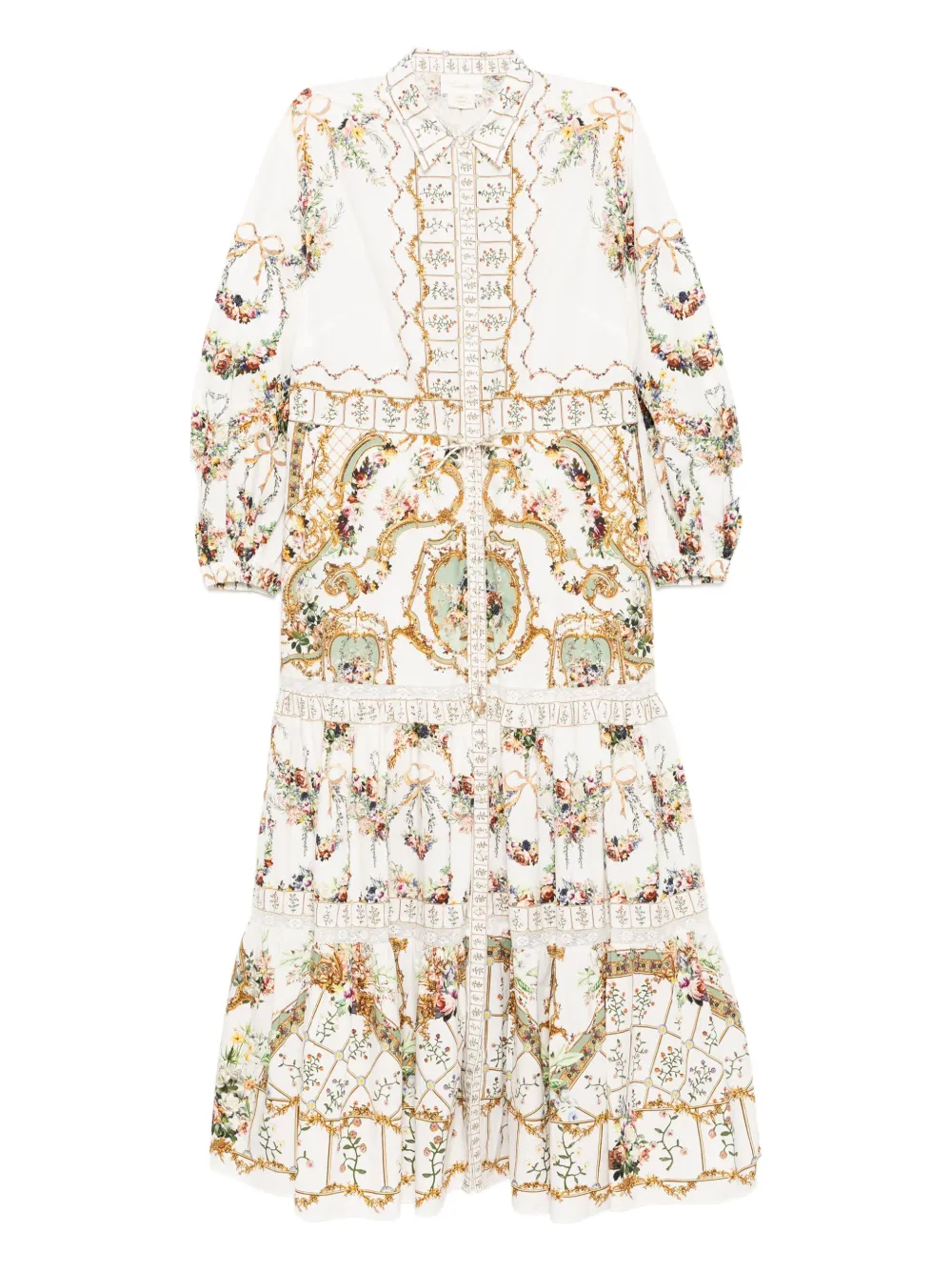 Camilla floral-print shirt dress Wit