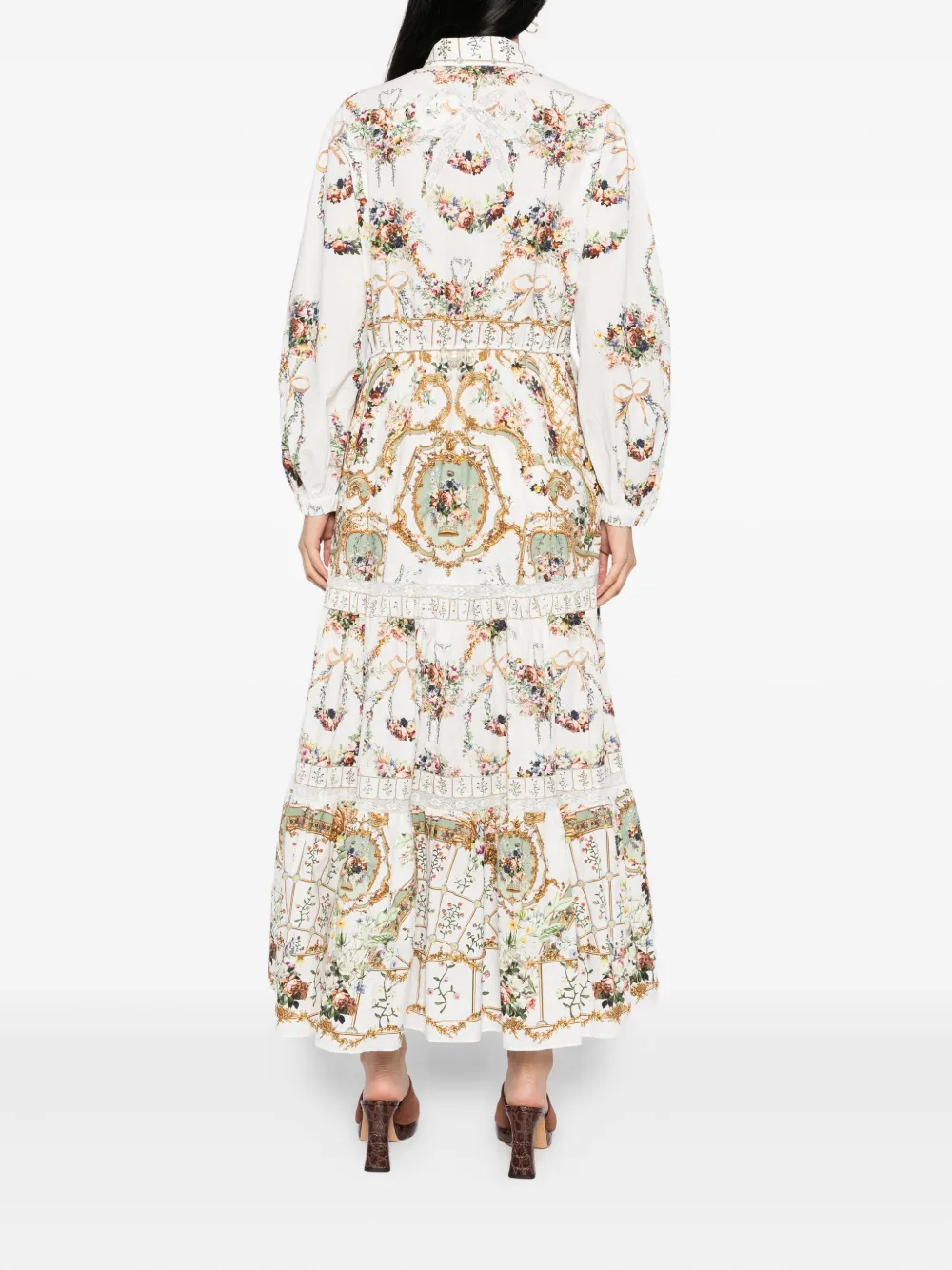 Camilla floral-print shirt dress Wit