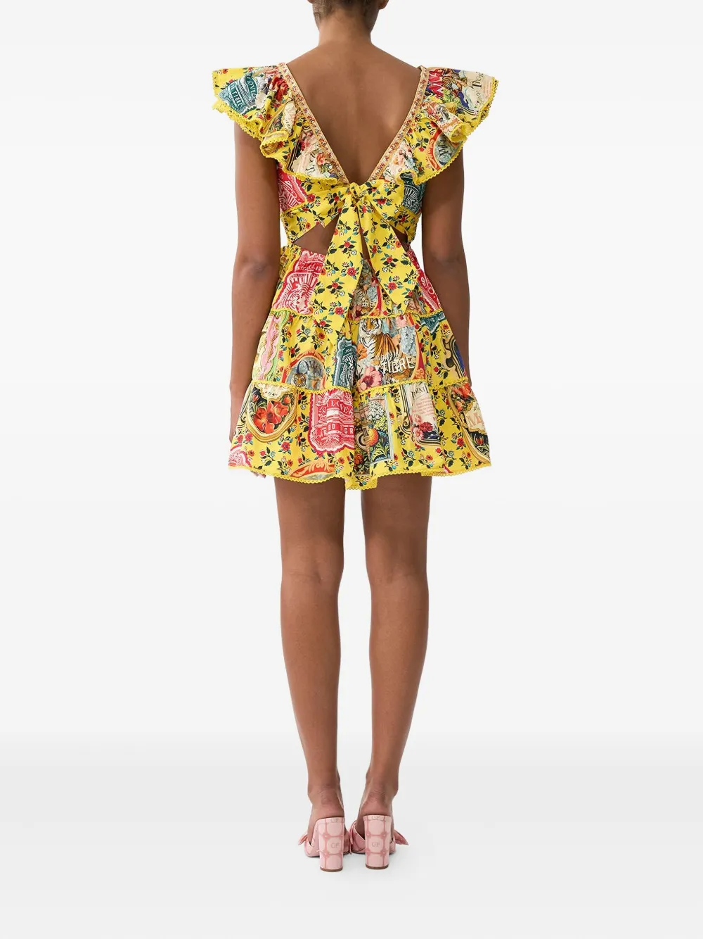 Camilla Mini-jurk met franje Geel