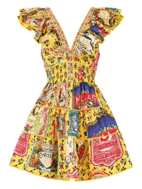 Camilla neck-frill mini dress