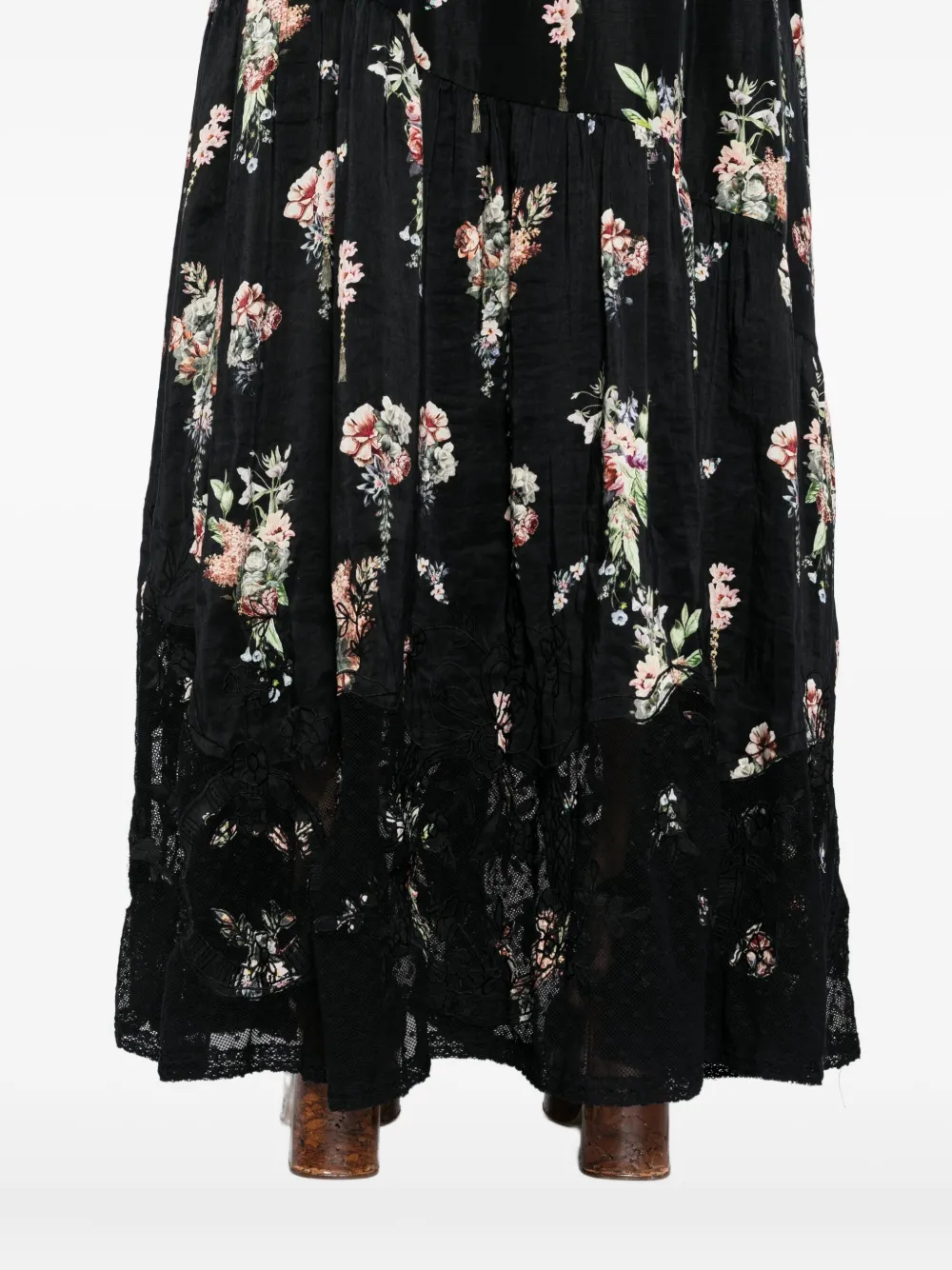 Camilla floral-print skirt Zwart