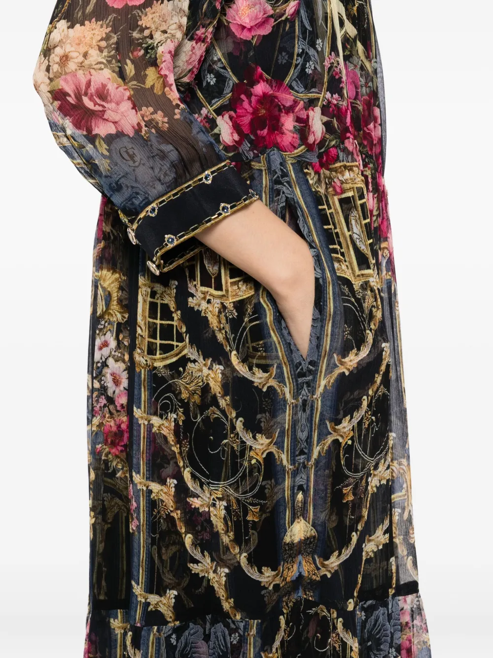 Camilla floral-print dress Zwart
