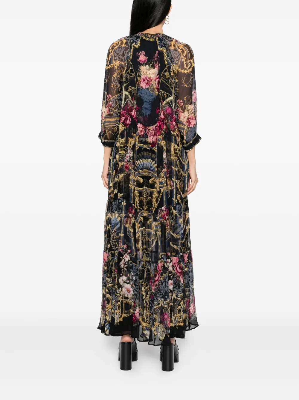 Camilla floral-print dress Zwart