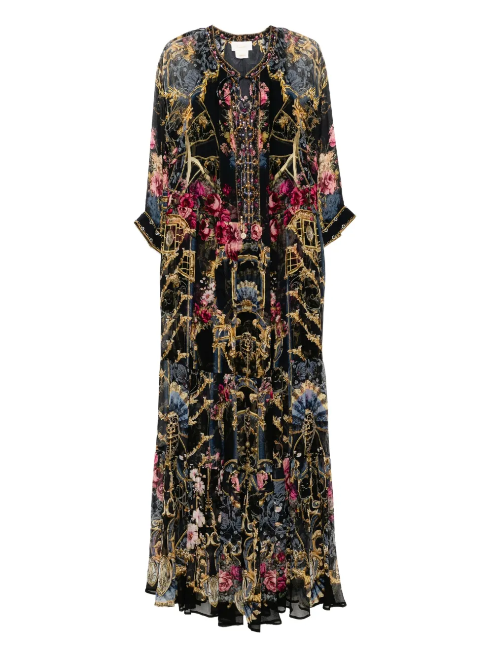 Camilla floral-print dress Zwart