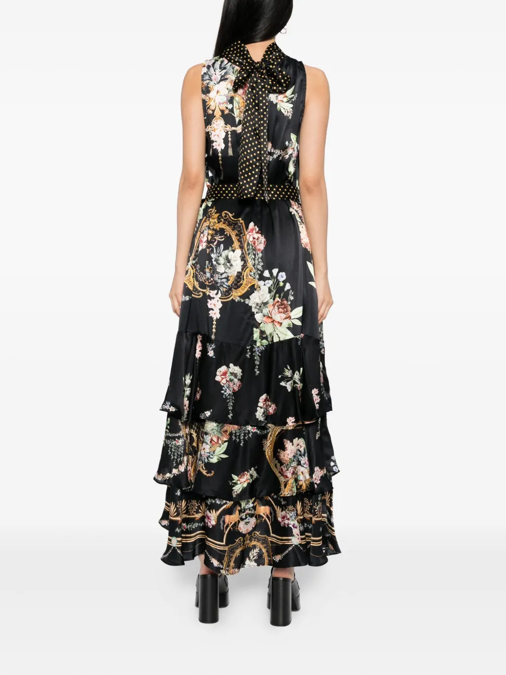 Camilla floral-print sleeveless dress Zwart