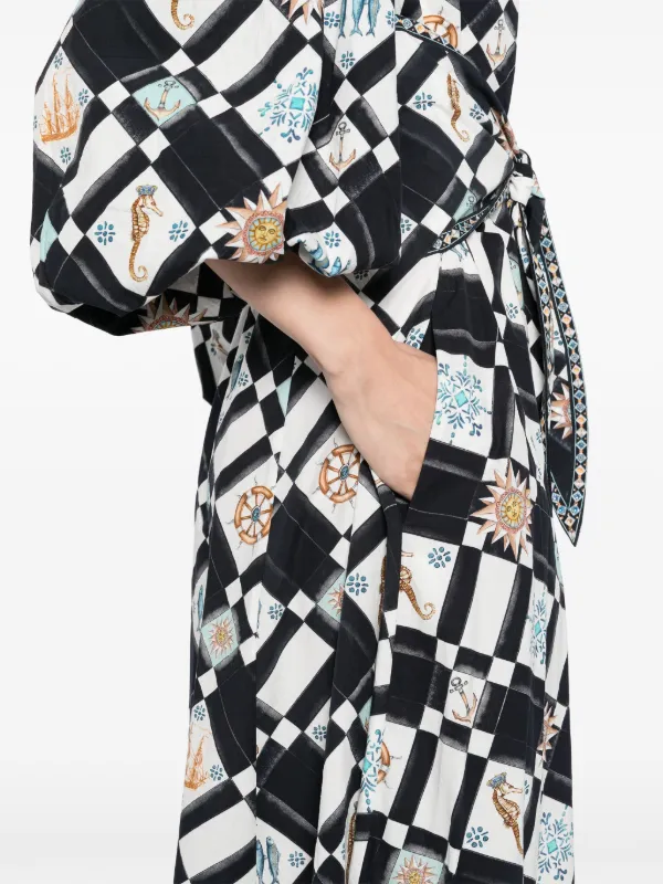 camilla shirt dress Camilla Printed Linen Waist Tie Shirt Dress Size S