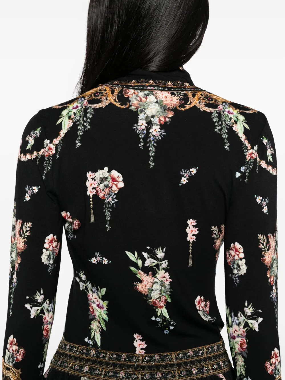Camilla floral-print top Zwart