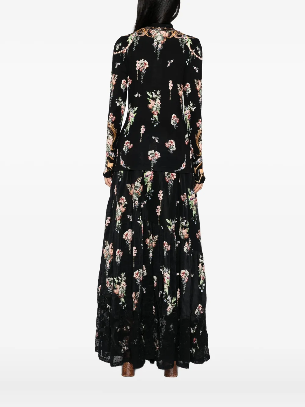Camilla floral-print top Zwart