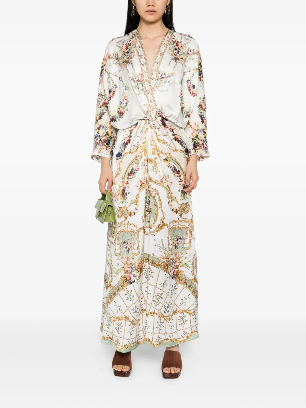 Camilla floral-print silk dress Wit