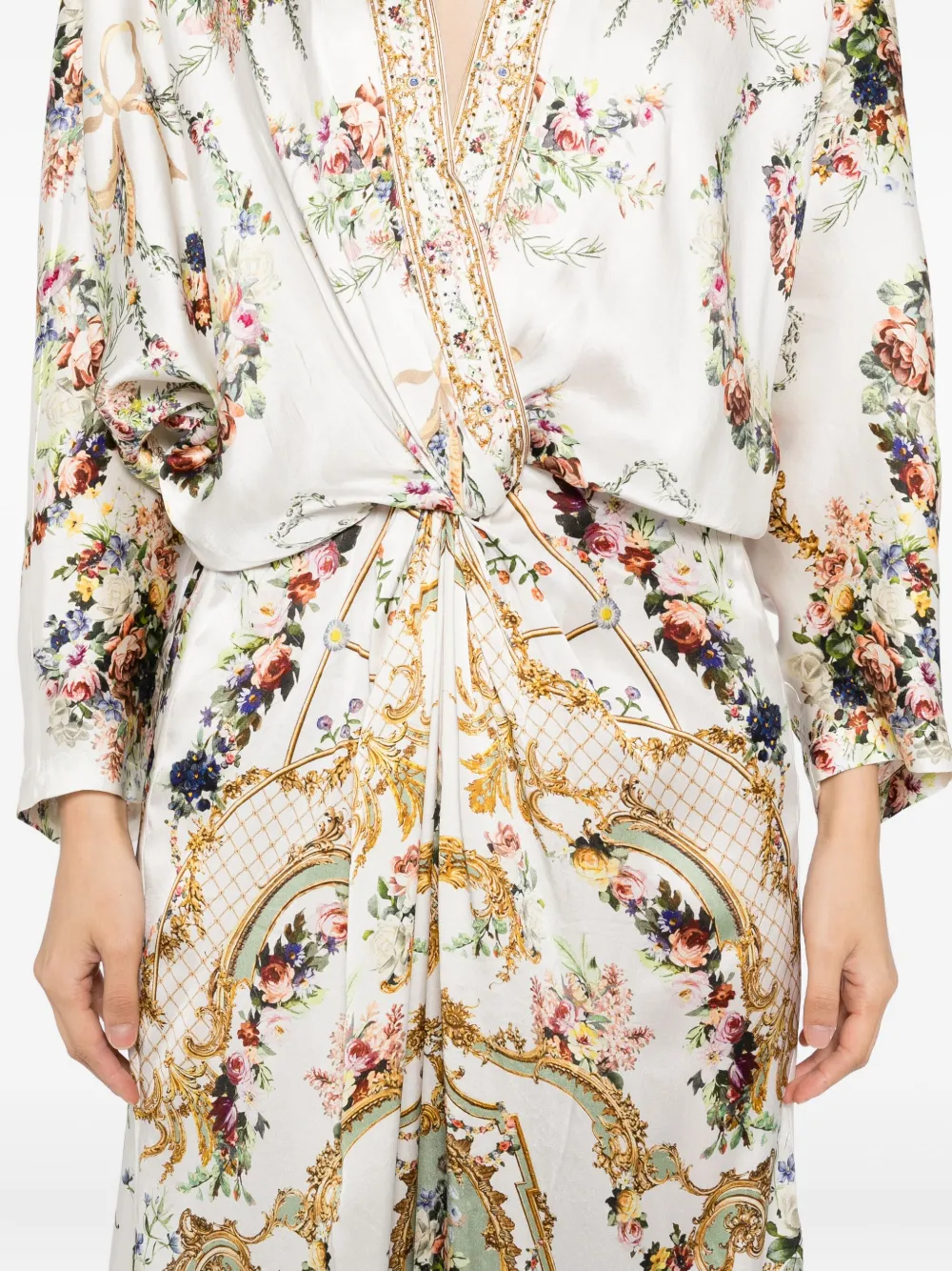 Camilla floral-print silk dress Wit