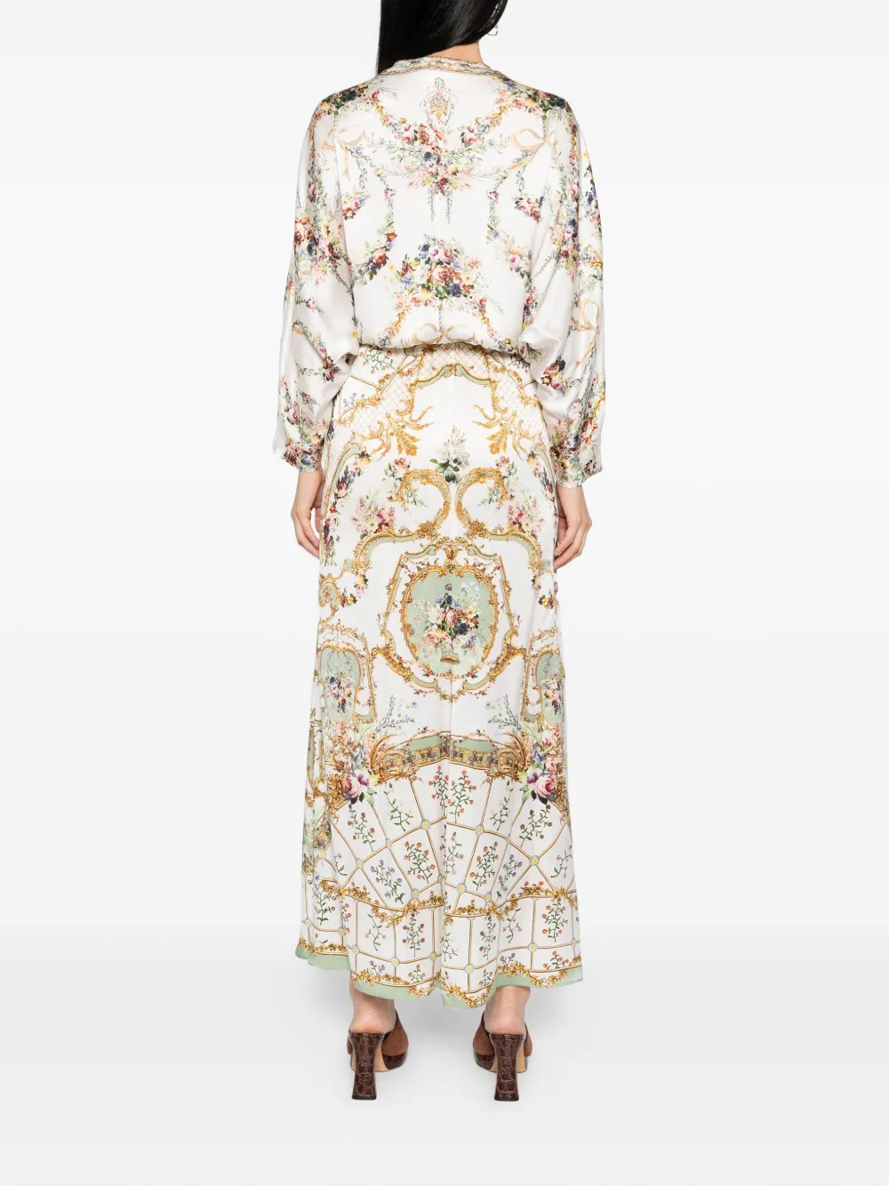Camilla floral-print silk dress Wit