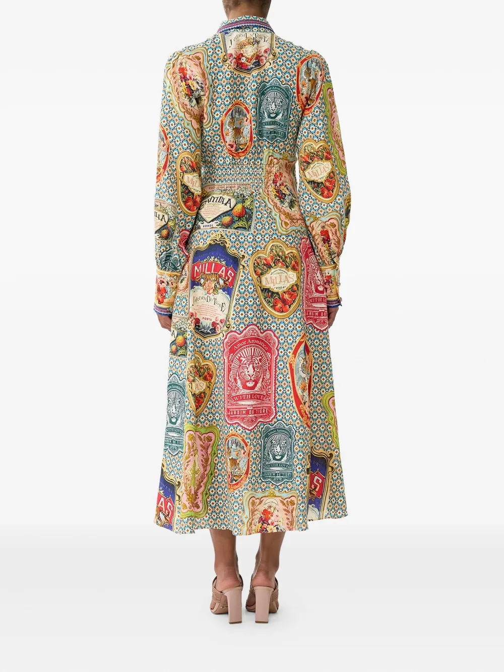 Camilla Midi-blousejurk met gestrikte taille Blauw