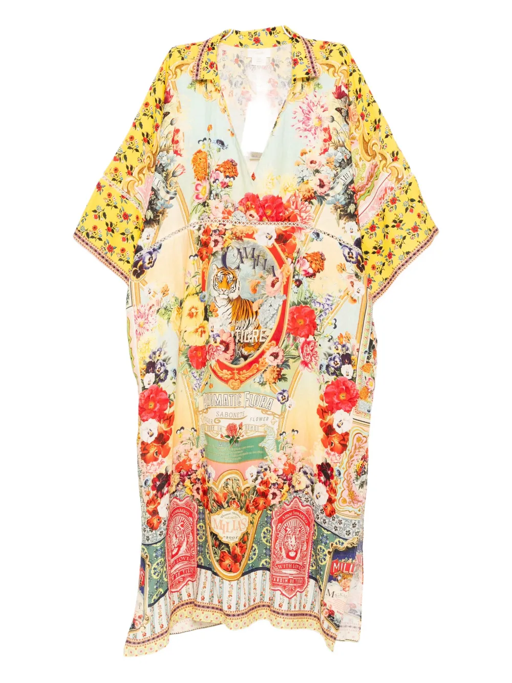 Camilla Linen Kaftan In Multi