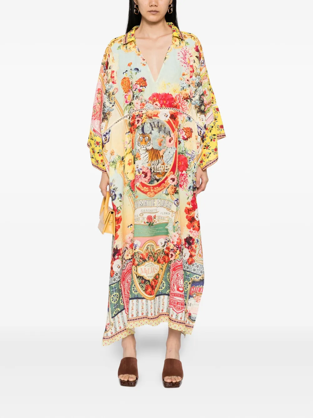 Camilla linen kaftan Geel