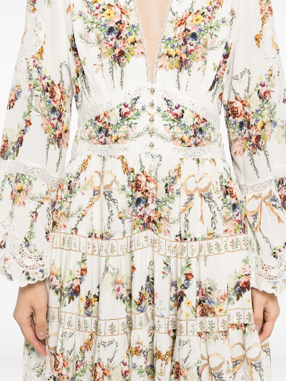 Camilla floral-print silk dress Wit
