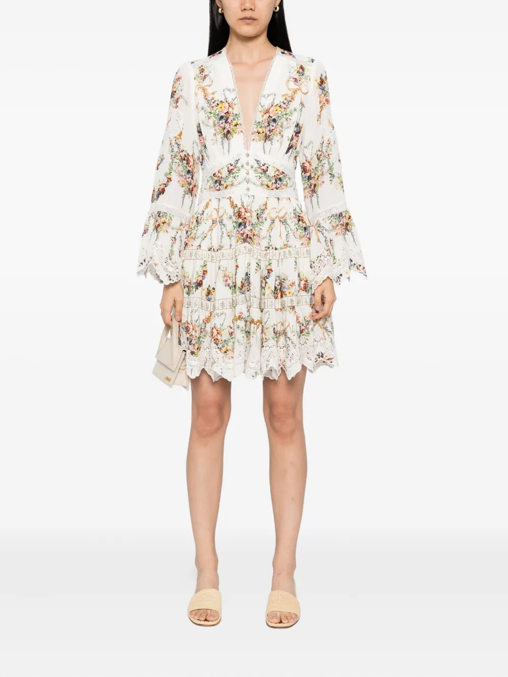 Camilla floral-print silk dress Wit