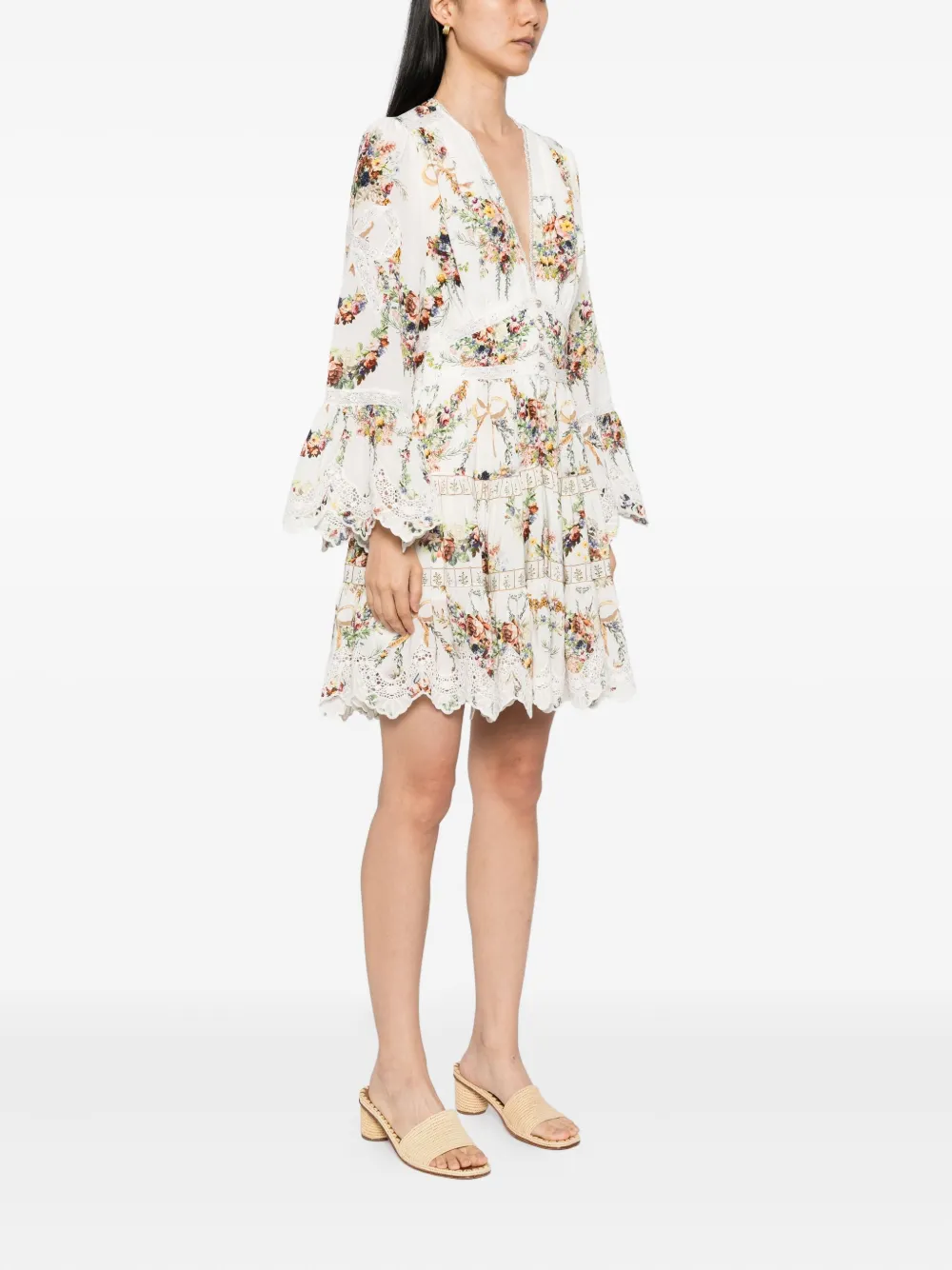 Camilla floral-print silk dress Wit