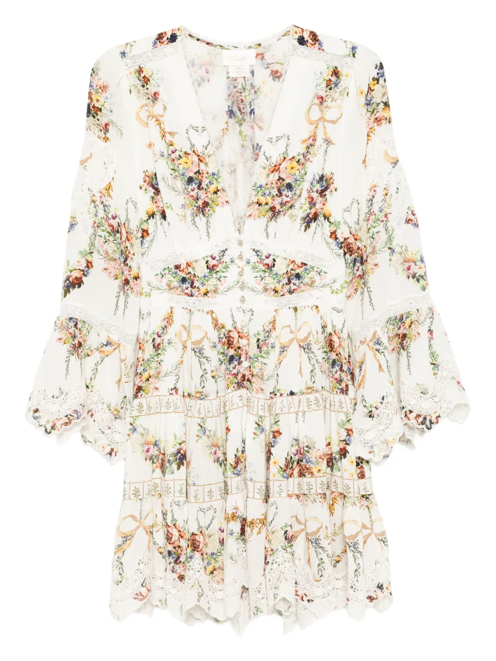 Camilla floral-print silk dress Wit