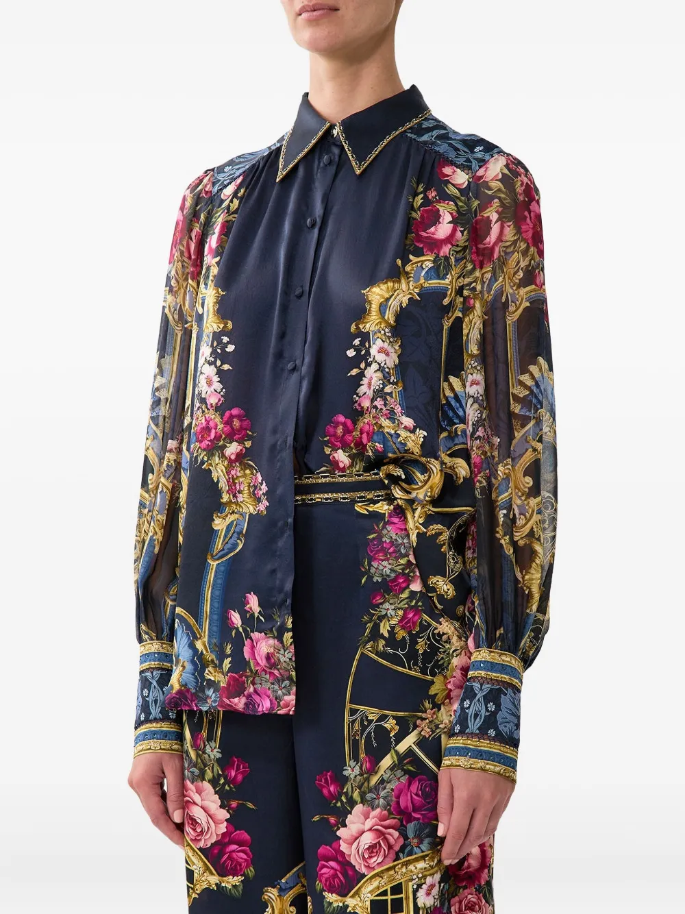 Camilla Zijden blouse Blauw