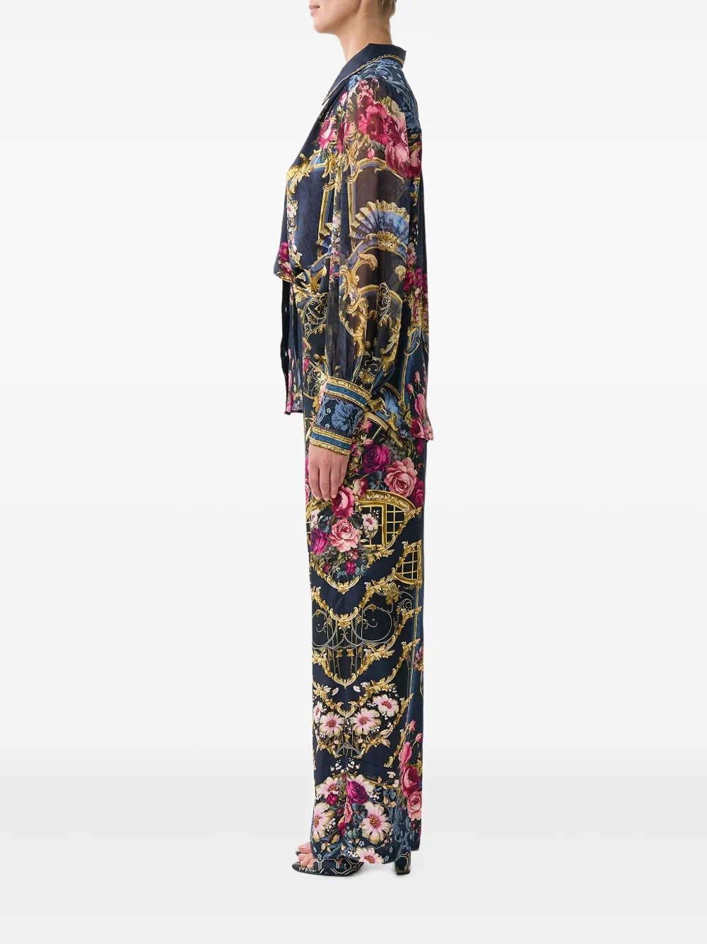 Camilla Zijden blouse Blauw