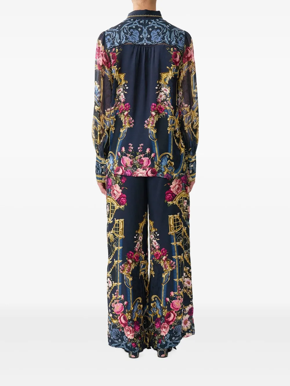 Camilla Zijden blouse Blauw