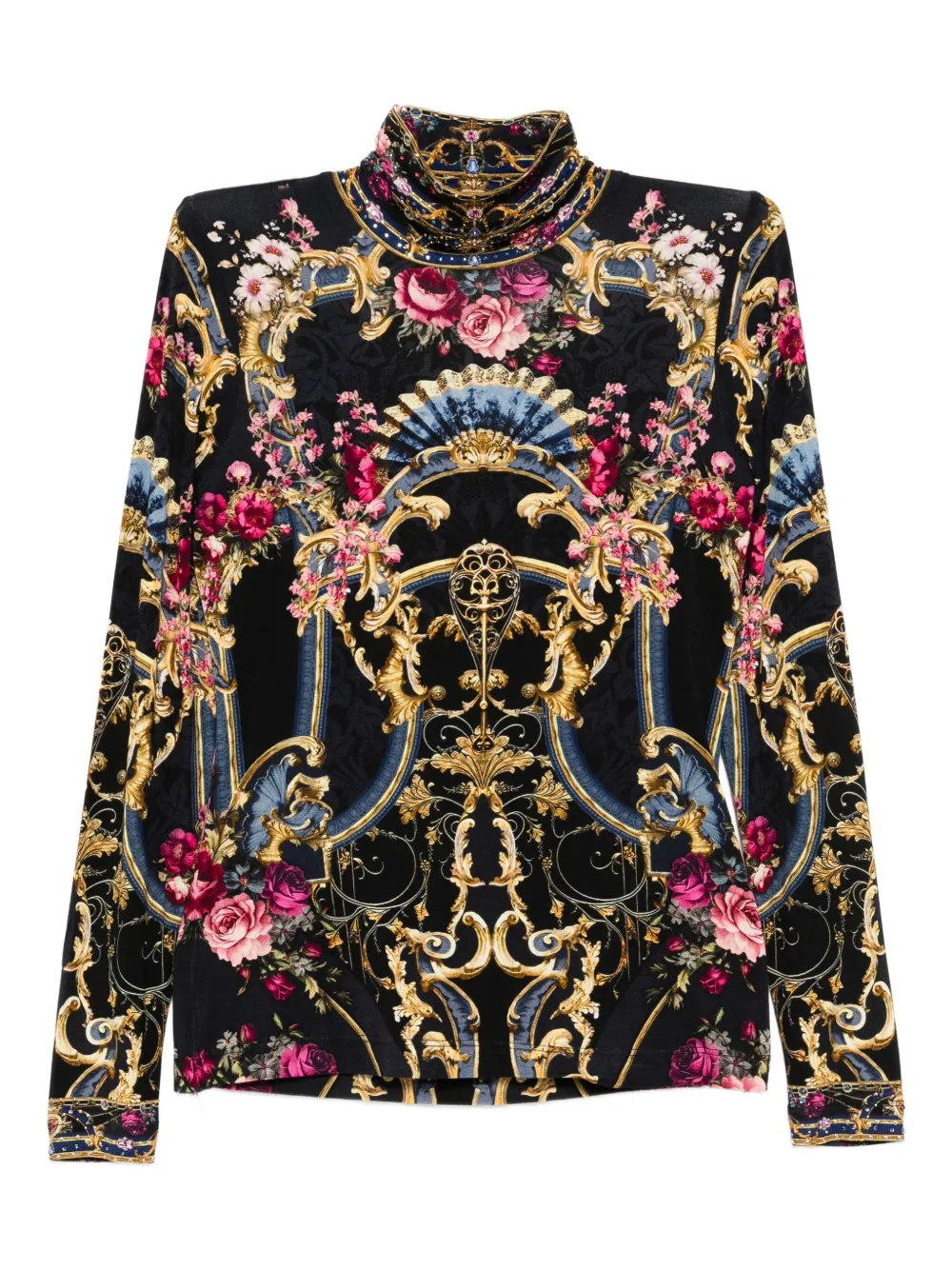 Camilla graphic-print top Zwart