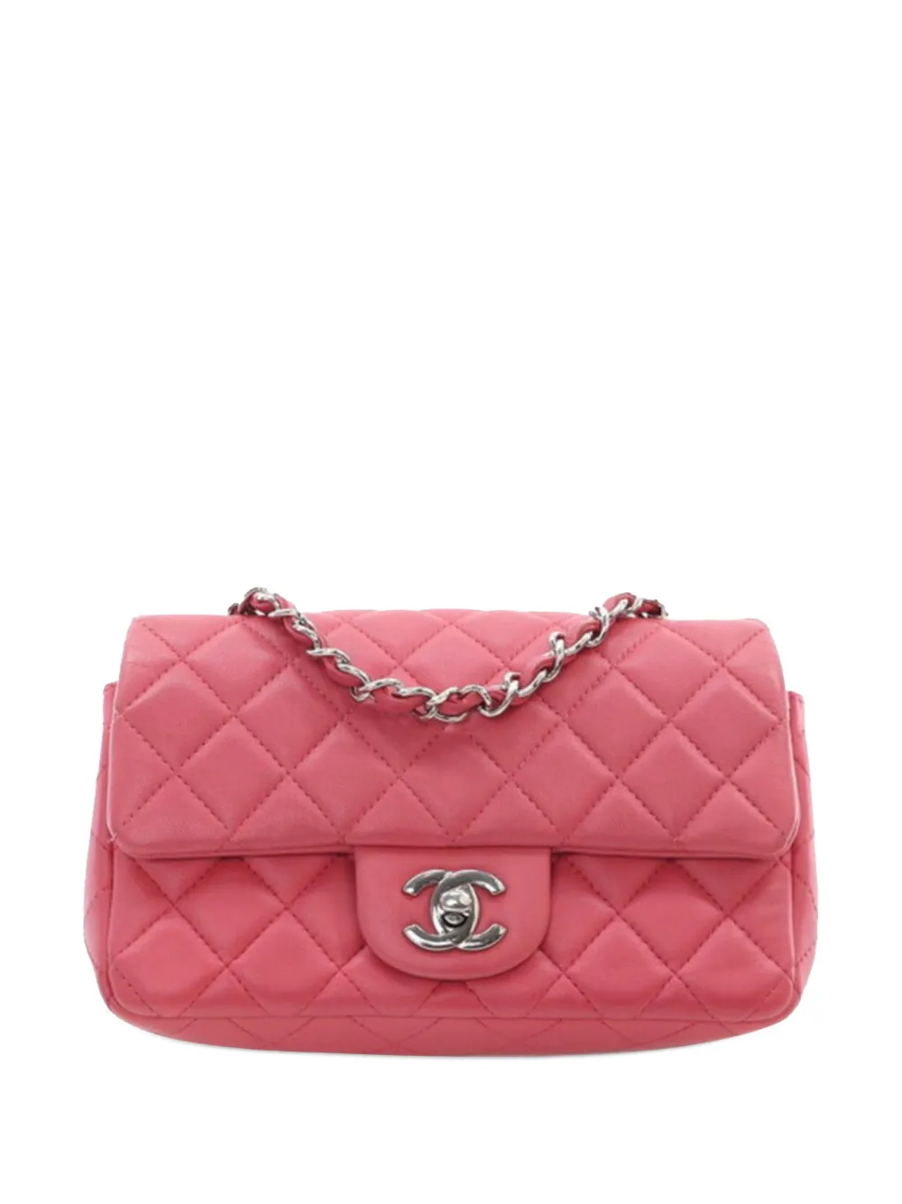 Pre-owned Chanel 2019 Mini Rectangular Classic Lambskin Single Flap Crossbody Bag