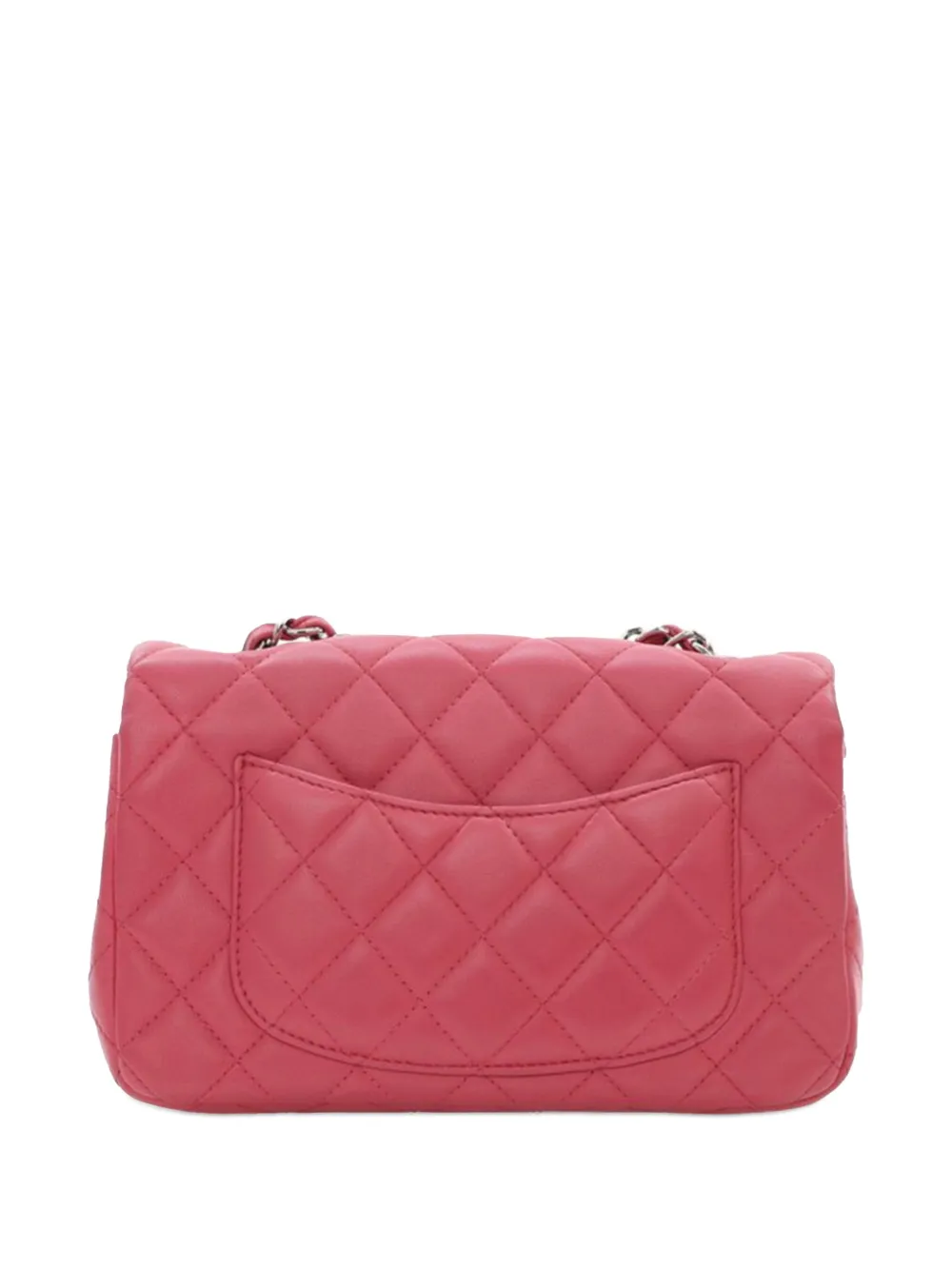 Pre-owned Chanel 2019 Mini Rectangular Classic Lambskin Single Flap Crossbody Bag In Pink