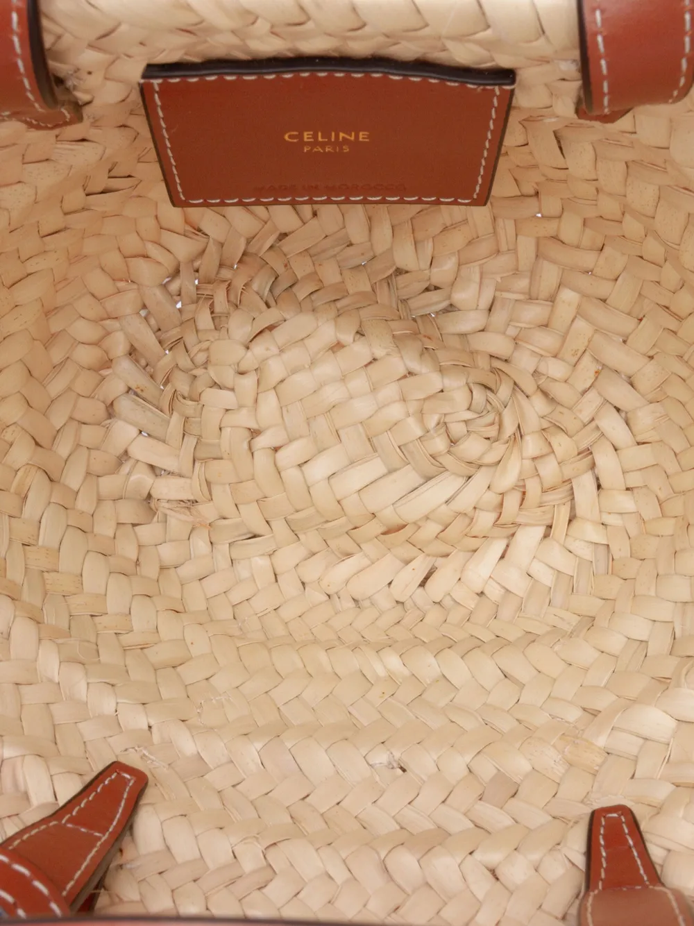 かごバッグ Nano Triomphe Celine classic panier in raffia and calfskin NANO SUPPLE CELINE CLASSIC PANIER IN RAFFIA AND CALFSKIN