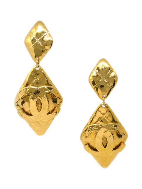 CHANEL Pre-Owned 1994 rhombus-shape clip-on earrings