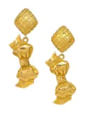 CHANEL Pre-Owned 1990-2000s bow-detail clip-on earrings - Gold