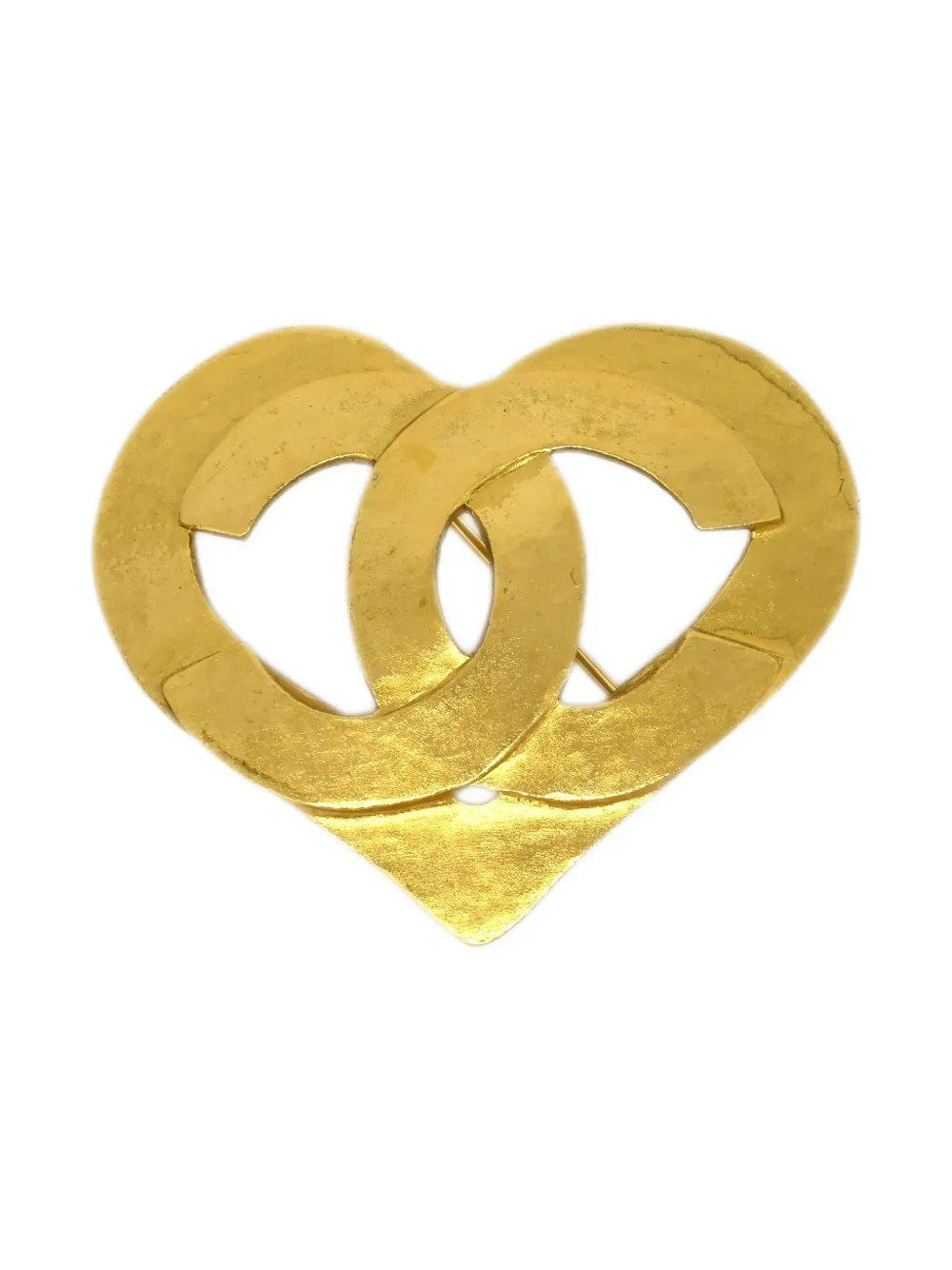 Pre-owned Chanel 1995 Cc Heart-motif Brooch
