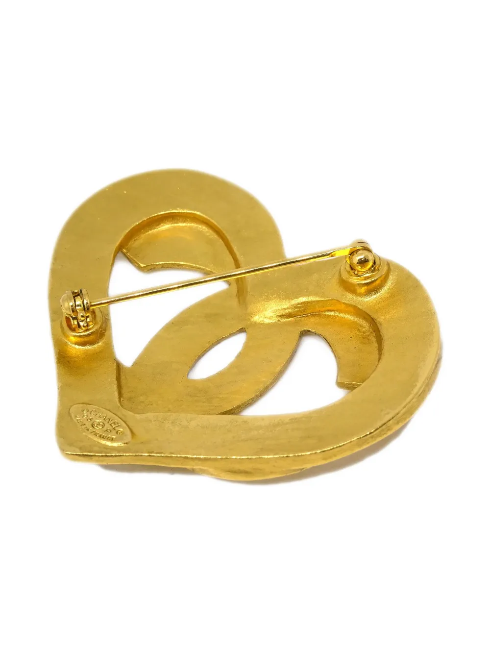 Pre-owned Chanel 1995 Cc Heart-motif Brooch