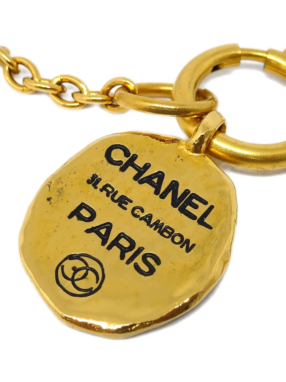 Pre-owned Chanel 1990-2000s Logo-pendant Necklace In Gold