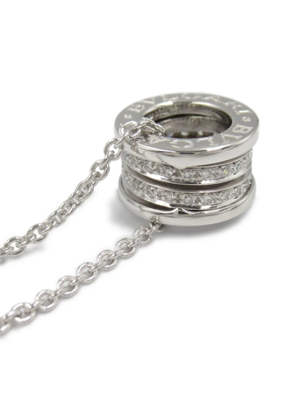 Pre-owned Bvlgari 2010s 18k White Gold B.zero1 Diamond Necklace