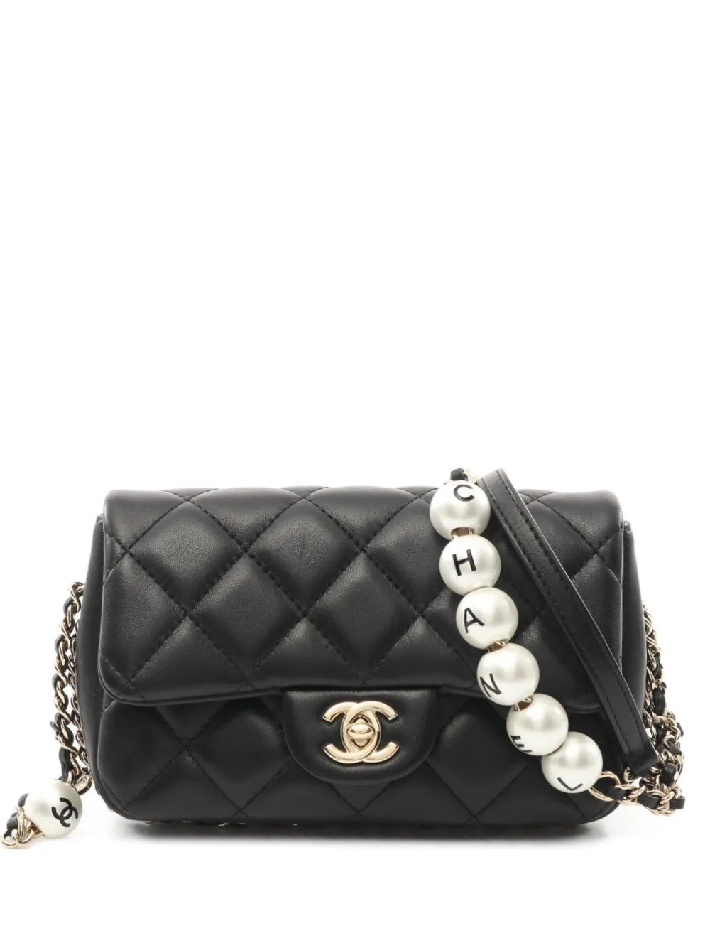 CHANEL Pre-Owned 2019 small Flap Pearl shoulder bag | Black | Image 1