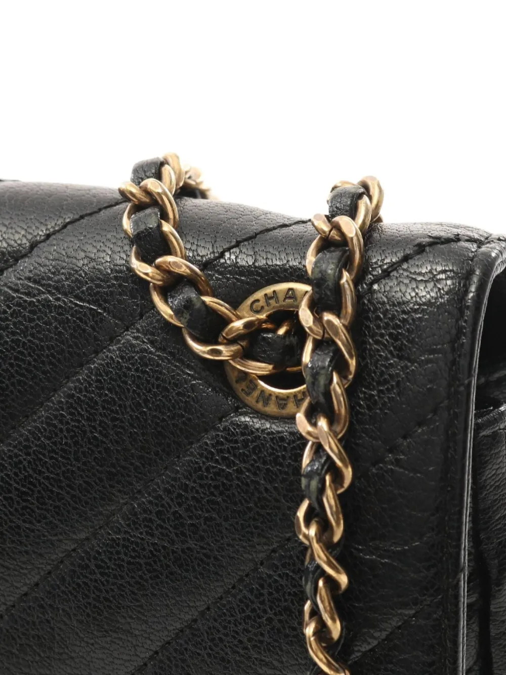 Pre-owned Chanel 2016-2017 Diagonal-quilted Shoulder Bag In Black